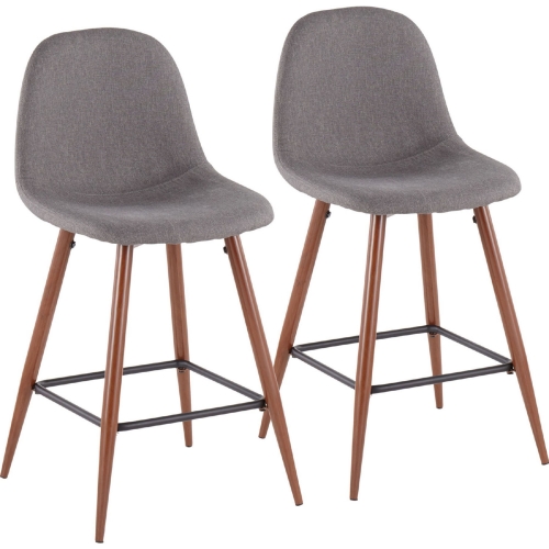 Pebble 24" Counter Stool in Charcoal Grey Fabric & Walnut Finish (Set of 2)